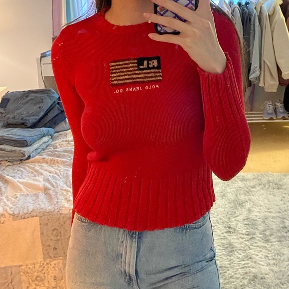 ❌SOLD❌ Vintage Polo Ralph Lauren American Flag Sweater - Picture 5 of 8